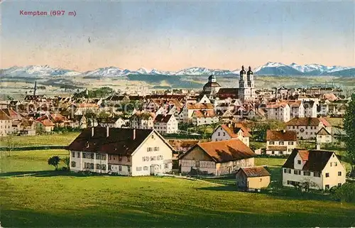AK / Ansichtskarte Kempten_Allgaeu Gesamtansicht mit Alpenpanorama Kempten Allgaeu