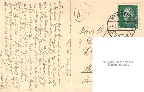 AK / Ansichtskarte Kempten_Allgaeu Gesamtansicht mit Alpenpanorama Kempten Allgaeu