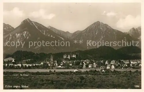 AK / Ansichtskarte Fuessen_Allgaeu Gesamtansicht mit Alpenpanorama Fuessen Allgaeu