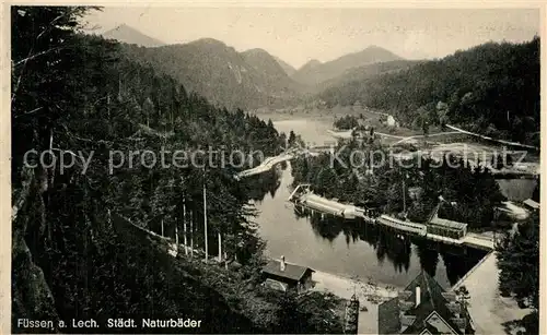 AK / Ansichtskarte Fuessen_Allgaeu Staedtische Naturbaeder Landschaftspanorama Allgaeuer Alpen Fuessen Allgaeu