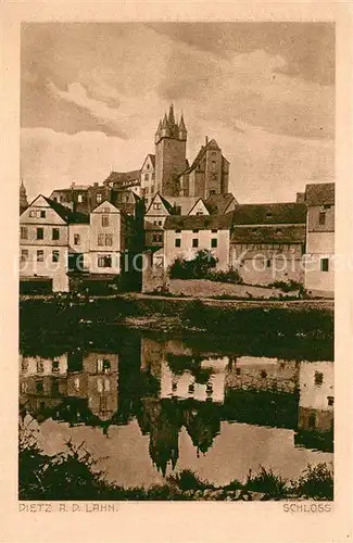 AK / Ansichtskarte Diez_Lahn Uferpartie an der Lahn Blick zum Schloss Diez_Lahn