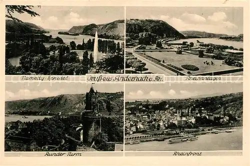 AK / Ansichtskarte Andernach Landschaftspanorama Namedysprudel Rheinanlagen Runder Turm Andernach