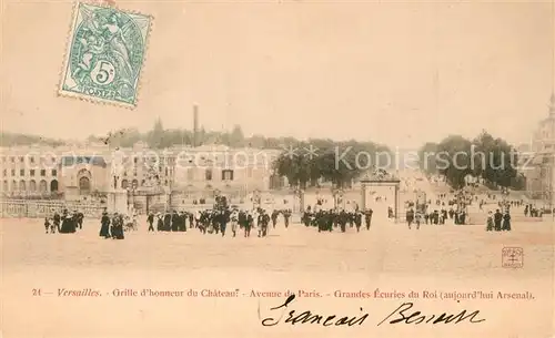 AK / Ansichtskarte Versailles_Yvelines Grille d`honneur du Chateau Avenue de Paris Versailles_Yvelines