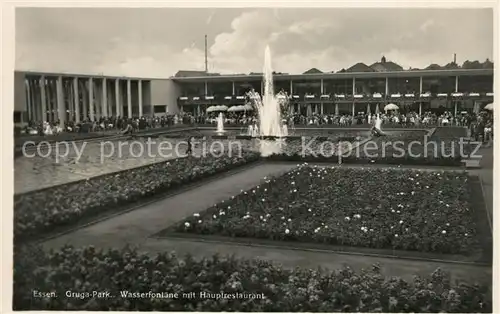 AK / Ansichtskarte Essen_Ruhr Gruga Park Wasserfontaene Hauptrestaurant Essen_Ruhr