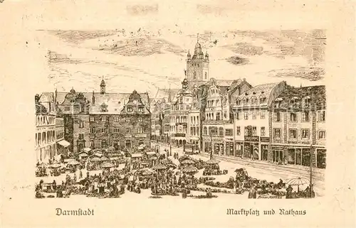 AK / Ansichtskarte Darmstadt Marktplatz Rathaus Darmstadt