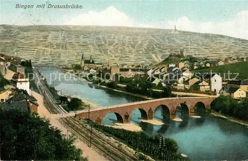 AK / Ansichtskarte Bingen_Rhein Drususbruecke Panorama Bingen Rhein