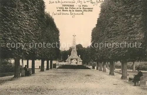 AK / Ansichtskarte Tonnerre Le Patis Allee des Pollus Monument aux Marts de la Guerre Tonnerre