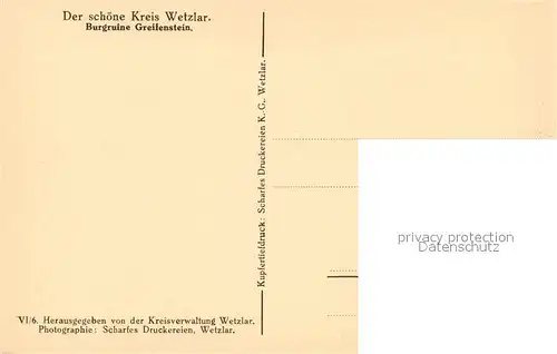 AK / Ansichtskarte Wetzlar Burgruine Greifenstein Wetzlar