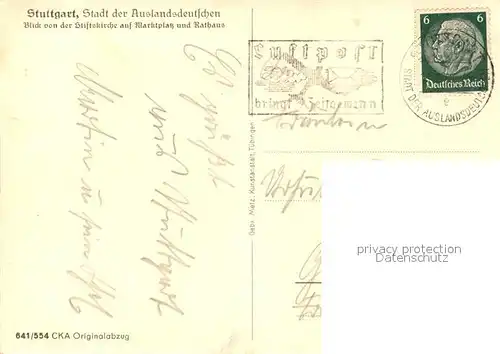 AK / Ansichtskarte Stuttgart Marktplatz Rathaus Stuttgart