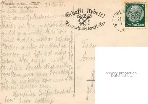 AK / Ansichtskarte Weimar_Thueringen Residenzschloss Bastille Fuerstenplatz Weimar Thueringen