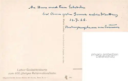AK / Ansichtskarte Luther_Martin Ged?chtniskarte 400 j?hriges Reformationsfest 