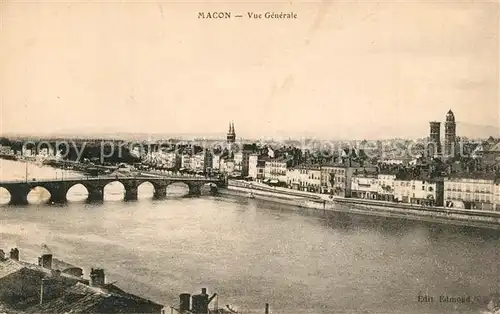 AK / Ansichtskarte Macon_Saone et Loire Vue generale sur la ville et pont sur la Saone Macon Saone et Loire
