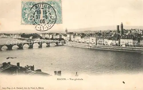 AK / Ansichtskarte Macon_Saone et Loire Vue generale sur la ville et pont sur la Saone Macon Saone et Loire