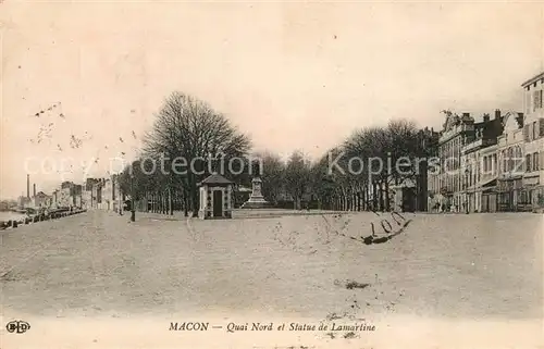 AK / Ansichtskarte Macon_Saone et Loire Quai Nord et Statue de Lamartine Macon Saone et Loire