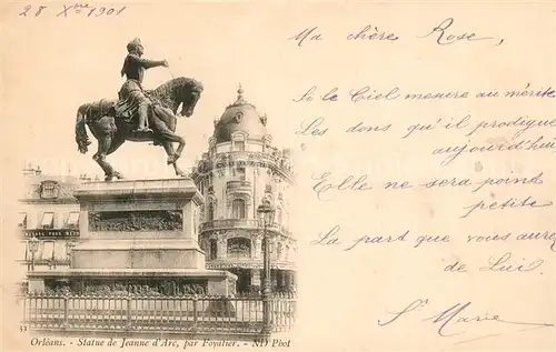 AK / Ansichtskarte Orleans_Loiret Statue de Jeanne d Arc par Foyatier Orleans_Loiret