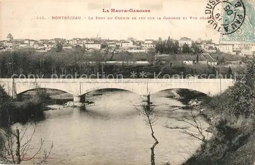 AK / Ansichtskarte Montrejeau_Haute Garonne Pont du Chemin de fer sur la Garonne et vue generale Montrejeau Haute Garonne
