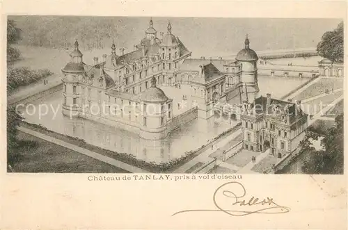 AK / Ansichtskarte Tanlay Chateau pris a vol d oiseau Dessin Kuenstlerkarte Tanlay