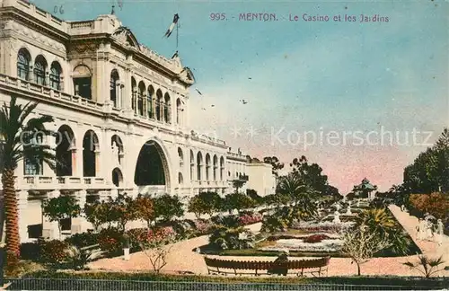 AK / Ansichtskarte Menton_Alpes_Maritimes Le Casino et les Jardins Menton_Alpes_Maritimes