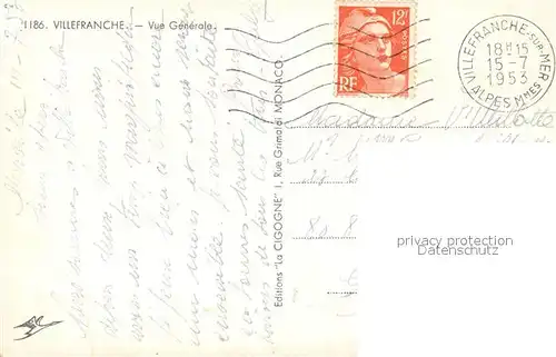AK / Ansichtskarte Villefranche sur Mer Vue generale Villefranche sur Mer