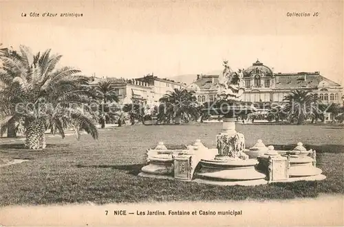 AK / Ansichtskarte Nice_Alpes_Maritimes Les Jardins Fontaine et Casino municipal Nice_Alpes_Maritimes