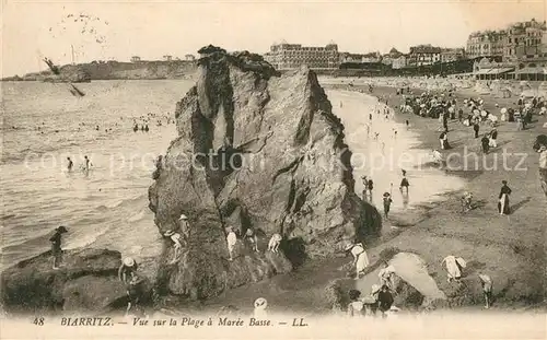 AK / Ansichtskarte Biarritz_Pyrenees_Atlantiques Plage a Maree Basse Biarritz_Pyrenees