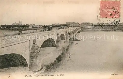 AK / Ansichtskarte Tours_Indre et Loire Pont de pierre et la ville Tours Indre et Loire