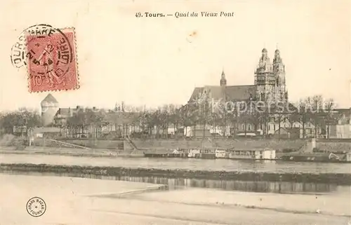 AK / Ansichtskarte Tours_Indre et Loire Quai du vieux pont Eglise Tours Indre et Loire
