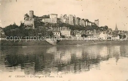 AK / Ansichtskarte Chinon_Indre_et_Loire Chateau et la Vienne Chinon_Indre_et_Loire