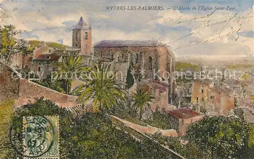 AK / Ansichtskarte Hyeres_les_Palmiers Abside de l Eglise Saint Paul Dessin Kuenstlerkarte Hyeres_les_Palmiers