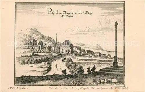 AK / Ansichtskarte Alesia(Roman War)_Alise Sainte Reine Vue de la cite d Alise d apres Merian Gravure du XVIIe siecle Kuenstlerkarte 