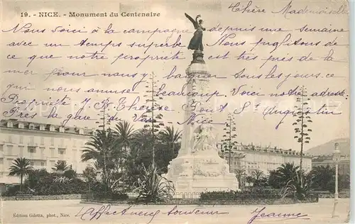 AK / Ansichtskarte Nice_Alpes_Maritimes Monument du Centenaire Nice_Alpes_Maritimes