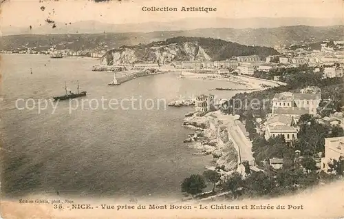 AK / Ansichtskarte Nice_Alpes_Maritimes Vue prise du Mont Boron Chateau et Entree du port Nice_Alpes_Maritimes
