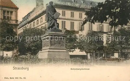 AK / Ansichtskarte Strassburg_Elsass Gutenbergdenkmal Strassburg Elsass