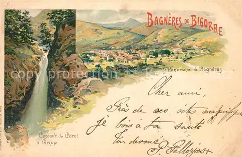 AK / Ansichtskarte Bagneres de Bigorre Cascade du Goret a Gripp Panorama Bagneres de Bigorre