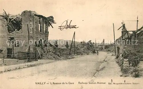AK / Ansichtskarte Vailly sur Aisne Avenue de la Gare apres le bombardement Vailly sur Aisne