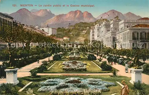 AK / Ansichtskarte Menton_Alpes_Maritimes Jardin public Casino municipal Menton_Alpes_Maritimes