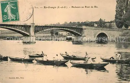 AK / Ansichtskarte Ris Orangis Pecheurs au Pont de Ris Ris Orangis