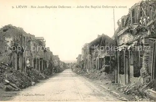 AK / Ansichtskarte Lievin Rue Jean Baptiste Defernez Ruines Grande Guerre Truemmer 1. Weltkrieg Lievin