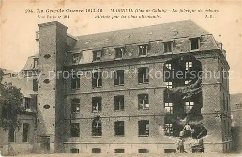 AK / Ansichtskarte Maroeuil Fabrique de velours detruite Grande Guerre Truemmer 1. Weltkrieg 
