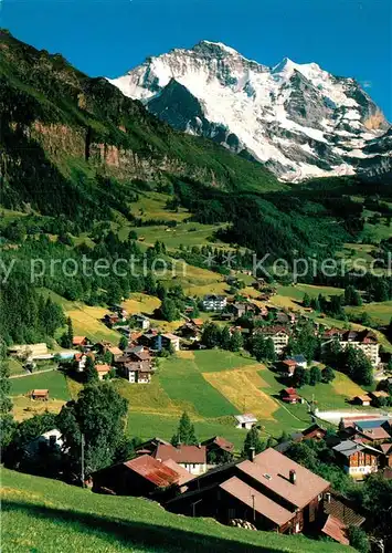AK / Ansichtskarte Wengen_BE Panorama Sommerkurort mit Jungfrau Berner Alpen Wengen_BE