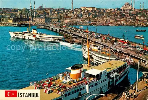 AK / Ansichtskarte Istanbul_Constantinopel Galatabruecke Neue Moschee und Sueleymaniye Istanbul_Constantinopel