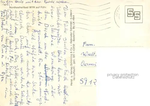 AK / Ansichtskarte Wyk_Foehr Nordseeheilbad Fliegeraufnahme Foehr