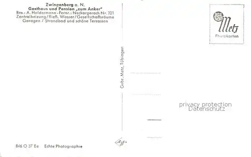 AK / Ansichtskarte Zwingenberg_Neckar Fliegeraufnahme Gasthaus Pension zum Anker Zwingenberg Neckar