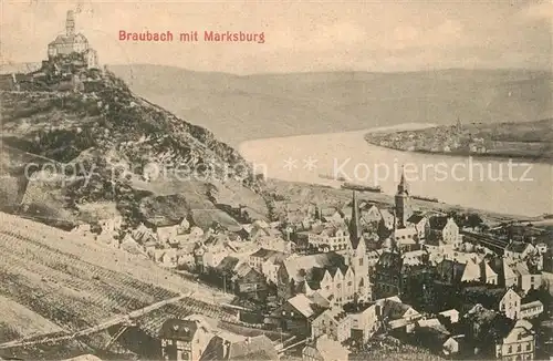 AK / Ansichtskarte Braubach_Rhein Marksburg Panorama Braubach Rhein