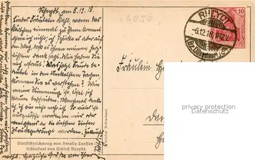 AK / Ansichtskarte Rheydt Schloss Bleistiftzeichnung Amalie Lenssen Rheydt