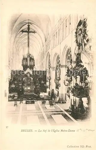 AK / Ansichtskarte Bruges_Brugge_Flandre La Nef de Eglise Notre Dame 