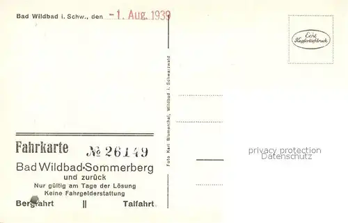 AK / Ansichtskarte Bad_Wildbad Sommerberg Bergbahn Bad_Wildbad