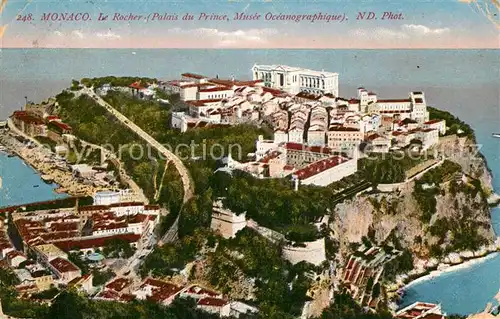 AK / Ansichtskarte Monaco Le Rocher Palais du Prince Fliegeraufnahme Mus?e Oceanographique Monaco