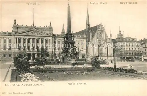 AK / Ansichtskarte Leipzig Augustusplatz Mende Brunnen Leipzig