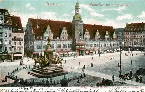 AK / Ansichtskarte Leipzig Marktplatz mit Siegesdenkmal Leipzig